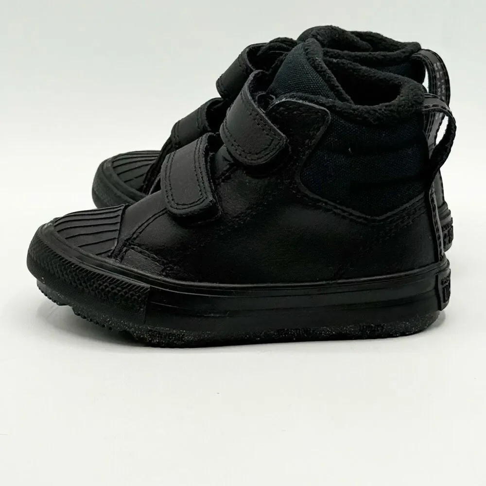 Converse All Star Leather Black Berkshire Boot Easy On NWOB - Toddler US 7